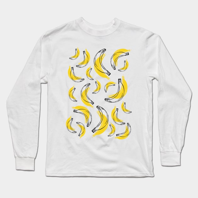 Feel Banana Summer Pattern Long Sleeve T-Shirt by Patternos